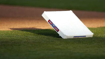 ATLANTA, GA - APRIL 08: General view of third base with a logo to commemorate Turner Field's final season before the game between the the Atlanta Braves and the St. Louis Cardinals at Turner Field on April 8, 2016 in Atlanta, Georgia. (Photo by Mike Zarrilli/Getty Images)