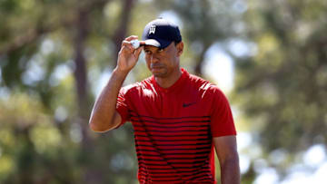 PALM HARBOR, FL - MARCH 11: Tiger Woods reacts after a putt on the sixth hole during the final round of the Valspar Championship at Innisbrook Resort Copperhead Course on March 11, 2018 in Palm Harbor, Florida. (Photo by Sam Greenwood/Getty Images)