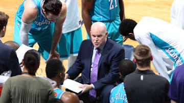 CHARLOTTE, NC - MARCH 10: Steve Clifford of the Charlotte Hornets talks to his team during the game against the Phoenix Suns on March 10, 2018 at Spectrum Center in Charlotte, North Carolina. NOTE TO USER: User expressly acknowledges and agrees that, by downloading and or using this photograph, User is consenting to the terms and conditions of the Getty Images License Agreement. Mandatory Copyright Notice: Copyright 2018 NBAE (Photo by Brock Williams-Smith/NBAE via Getty Images)