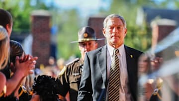 Sep 17, 2016; Iowa City, IA, USA; Iowa Hawkeyes head coach Kirk Ferentz enters Kinnick Stadium before the game against the North Dakota State Bison. Mandatory Credit: Jeffrey Becker-USA TODAY Sports