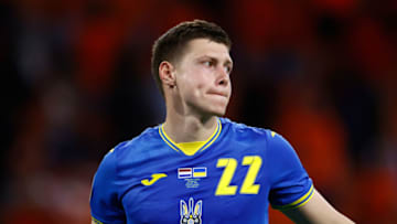 AMSTERDAM, NETHERLANDS - JUNE 13: Mykola Matviyenko of Ukraine looks on during the UEFA Euro 2020 Championship Group C match between Netherlands and Ukraine at the Johan Cruijff ArenA on June 13, 2021 in Amsterdam, Netherlands. (Photo by Koen van Weel - Pool/Getty Images)