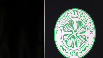 COPENHAGEN, DENMARK - FEBRUARY 20: The Celtic club badge ahead of the UEFA Europa League Round of 32 first leg match between FC Kobenhavn and Celtic FC at Telia Parken on February 20, 2020 in Copenhagen, Denmark. (Photo by Catherine Ivill/Getty Images)