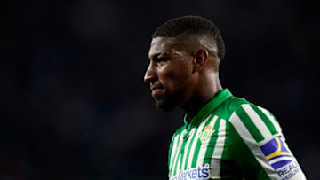 SEVILLE, SPAIN - MARCH 08: Emerson of Real Betis Balompie looks on during the Liga match between Real Betis Balompie and Real Madrid CF at Estadio Benito Villamarin on March 08, 2020 in Seville, Spain. (Photo by Mateo Villalba/Quality Sport Images/Getty Images)