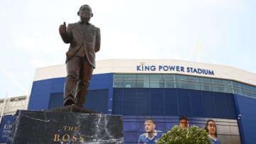 A view of the statue of former Leicester City owner Vichai Srivaddhanaprabha at King Power Stadium (Photo by Ross Kinnaird/Getty Images)