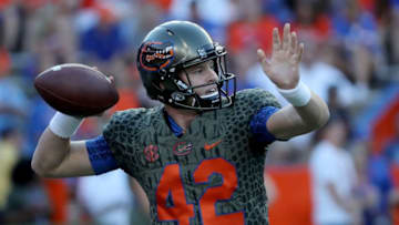 GAINESVILLE, FL - OCTOBER 14: Nick Sproles #42 of the Florida Gators warms up before the game against the Texas A&M Aggies at Ben Hill Griffin Stadium on October 14, 2017 in Gainesville, Florida. (Photo by Sam Greenwood/Getty Images)