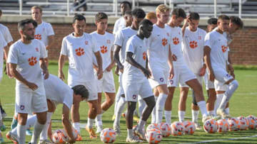 Clemson players warm up before the match with USC Upstate at Historic Riggs Field in Clemson Monday, August 29, 2022.2022 Clemson 2 Vs Usc Upstate 0 Final In Men S Soccer Historic Riggs Field