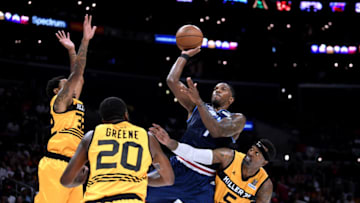 LOS ANGELES, CALIFORNIA - SEPTEMBER 01: Joe Johnson #1 of the Triplets takes a shot surrounded by C.J. Watson #32, Stephen Jackson #5, and Donte Greene #20 of Killer 3s during the BIG3 Championship at Staples Center on September 01, 2019 in Los Angeles, California. (Photo by Harry How/BIG3 via Getty Images)