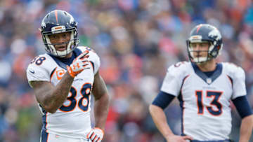 NASHVILLE, TN - DECEMBER 11: Demaryius Thomas #88 and Trevor Siemians #13 of the Denver Broncos on the field during a game against the Tennessee Titans at Nissan Stadium on December 11, 2016 in Nashville, Tennessee. The Titans defeated the Broncos 13-10. (Photo by Wesley Hitt/Getty Images)