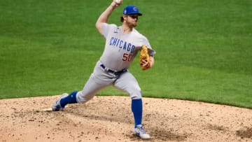 MILWAUKEE, WISCONSIN - SEPTEMBER 11: Rowan Wick #50 of the Chicago Cubs pitches in the eighth inning against the Milwaukee Brewers at Miller Park on September 11, 2020 in Milwaukee, Wisconsin. (Photo by Dylan Buell/Getty Images)