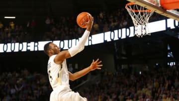 ATLANTA, GA - JANUARY 28: Georgia Tech Yellow Jacket freshman guard Josh Okogie (5) breaks away to score the game winning buzzer beater during the game between the Georgia Tech Yellow Jackets and the Notre Dame Fighting Irish. The Yellow Jackets defeated the 14th ranked Fighting Irish 62-60 on January 28, 2017, at the Hank McCamish Pavilion in Atlanta, GA. (Photo by David J. Griffin/Icon Sportswire via Getty Images)