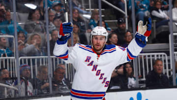 Brendan Smith #42 of the New York Rangers . (Photo by Rocky W. Widner/NHL/Getty Images)