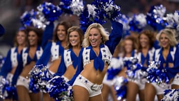 Aug 19, 2016; Arlington, TX, USA; The Dallas Cowboys cheerleaders perform before the game between the Cowboys and the Miami Dolphins at AT&T Stadium. The Cowboys defeat the Dolphins 41-14. Mandatory Credit: Jerome Miron-USA TODAY Sports