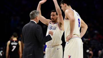 T.J. McConnell and Dario Saric (Photo by Corey Perrine/Getty Images)