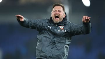LONDON, ENGLAND - JANUARY 21: Ralph Hasenhuttl, manager of Southampton celebrates with the fans at full-time during the Premier League match between Crystal Palace and Southampton FC at Selhurst Park on January 21, 2020 in London, United Kingdom. (Photo by Bryn Lennon/Getty Images)