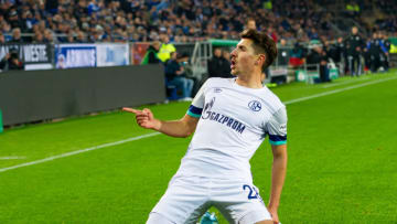 BIELEFELD, GERMANY - OCTOBER 29: Alessandro Schoepf of Schalke celebrates after scoring his team's first goal during the DFB Cup second round match between Arminia Bielefeld and FC Schalke 04 at Schueco Arena on October 29, 2019 in Bielefeld, Germany. (Photo by TF-Images/Getty Images)