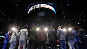 BROOKLYN, NY - JUNE 22: The NBA Draft Picks all stand on stage as they pose or a portrait during the 2017 NBA Draft on June 22, 2017 at Barclays Center in Brooklyn, New York. NOTE TO USER: User expressly acknowledges and agrees that, by downloading and or using this photograph, User is consenting to the terms and conditions of the Getty Images License Agreement. Mandatory Copyright Notice: Copyright 2017 NBAE (Photo by David Dow/NBAE via Getty Images)