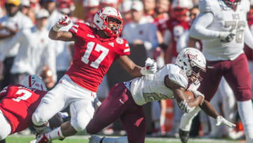LINCOLN, NE - OCTOBER 27: Nebraska Cornhuskers defensive back Cam Taylor (17) brings down Bethune Cookman Wildcats wide receiver Jimmie Robinson (22) during the game between the Bethune-Cookman Wildcats and the Nebraska Cornhuskers on Saturday October 27, 2018 at Memorial Stadium in Lincoln, Nebraska. (Photo by Nick Tre. Smith/Icon Sportswire via Getty Images)