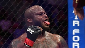 LAS VEGAS, NV - OCTOBER 06: Derrick Lewis celebrates knocking out Alexander Volkov of Russia in their heavyweight bout during the UFC 229 event inside T-Mobile Arena on October 6, 2018 in Las Vegas, Nevada. (Photo by Harry How/Getty Images)