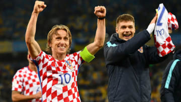 KIEV, UKRAINE - OCTOBER 09: Luke Modric of Croatia celebrates victory after the FIFA 2018 World Cup Group I Qualifier between Ukraine and Croatia at Kiev Olympic Stadium on October 9, 2017 in Kiev, Ukraine. Croatia reach the play-offs as they win 2-0. (Photo by Dan Mullan/Getty Images)
