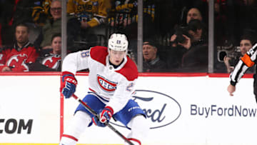 NEWARK, NEW JERSEY - FEBRUARY 25: Mike Reilly #28 of the Montreal Canadiens in action against the New Jersey Devils during their game at Prudential Center on February 25, 2019 in Newark, New Jersey. (Photo by Al Bello/Getty Images)
