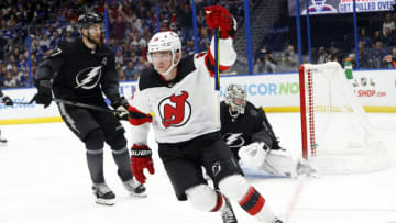 New Jersey Devils left wing Jimmy Vesey (16): (Kim Klement-USA TODAY Sports)