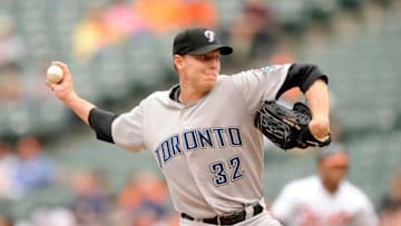 Roy Halladay #32 of the Toronto Blue Jays. (Photo by G Fiume/Getty Images)