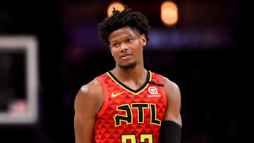 WASHINGTON, DC - MARCH 06: Cam Reddish #22 of the Atlanta Hawks looks on against the Washington Wizards during the second half at Capital One Arena on March 06, 2020 in Washington, DC. NOTE TO USER: User expressly acknowledges and agrees that, by downloading and or using this photograph, User is consenting to the terms and conditions of the Getty Images License Agreement. (Photo by Will Newton/Getty Images)