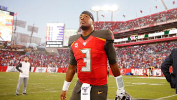 TAMPA, FLORIDA - SEPTEMBER 22: Jameis Winston #3 of the Tampa Bay Buccaneers reacts after the game against the New York Giants at Raymond James Stadium on September 22, 2019 in Tampa, Florida. (Photo by Michael Reaves/Getty Images)