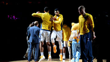 DENVER, CO - APRIL 9: Jamal Murray #27 of the Denver Nuggets is introduced before the game against the Portland Trail Blazers on April 9, 2018 at the Pepsi Center in Denver, Colorado. NOTE TO USER: User expressly acknowledges and agrees that, by downloading and/or using this Photograph, user is consenting to the terms and conditions of the Getty Images License Agreement. Mandatory Copyright Notice: Copyright 2018 NBAE (Photo by Bart Young/NBAE via Getty Images)