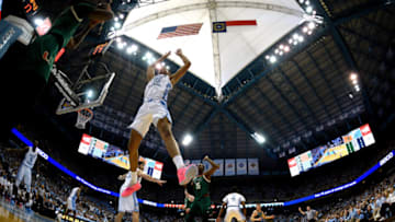 CHAPEL HILL, NC - FEBRUARY 09: Garrison Brooks #15 of the North Carolina Tar Heels defends Anthony Lawrence II #3 of the Miami Hurricanes during an inbounds play in the first half at Dean Smith Center on February 9, 2019 in Chapel Hill, North Carolina. (Photo by Lance King/Getty Images)