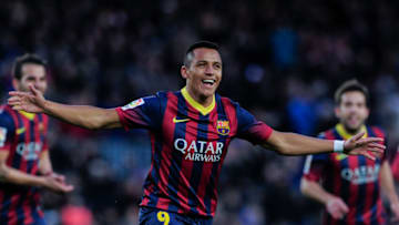 Alexis Sanchez celebrates after scoring during the match between FC Barcelona and Elche CF at the Camp Nou in Barcelona on January 5, 2014. JOSEP LAGO/AFP via Getty Images)