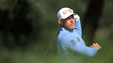 ST SIMONS ISLAND, GEORGIA - NOVEMBER 19: Lee Westwood of England plays his shot from the ninth tee during the first round of The RSM Classic at the Seaside Course at Sea Island Golf Club on November 19, 2020 in St Simons Island, Georgia. (Photo by Sam Greenwood/Getty Images)