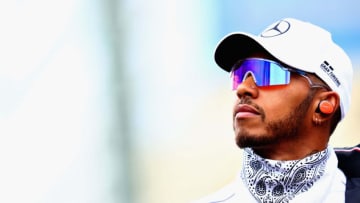 BAKU, AZERBAIJAN - APRIL 29: Lewis Hamilton of Great Britain and Mercedes GP looks on from the drivers parade before the Azerbaijan Formula One Grand Prix at Baku City Circuit on April 29, 2018 in Baku, Azerbaijan. (Photo by Mark Thompson/Getty Images)