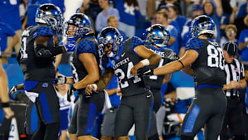 Kentucky players celebrate (Credit: Jordan Prather-USA TODAY Sports)