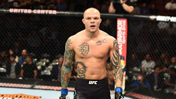 CHICAGO, ILLINOIS - JUNE 09: Anthony Smith reacts after defeating Rashad Evans in their light heavyweight fight during the UFC 225 event at the United Center on June 9, 2018 in Chicago, Illinois. (Photo by Josh Hedges/Zuffa LLC/Zuffa LLC via Getty Images)