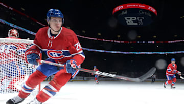 MONTREAL, QC - FEBRUARY 7: Mike Reilly #28 of the Montreal Canadiens defends against the Winnipeg Jets in the NHL game at the Bell Centre on February 7, 2019 in Montreal, Quebec, Canada. (Photo by Francois Lacasse/NHLI via Getty Images)