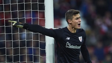 BILBAO, SPAIN - DECEMBER 02: Kepa Arrizabalaga of Athletic Club reacts during the La Liga match between Athletic Club and Real Madrid at Estadio de San Mames on December 2, 2017 in Bilbao, Spain. (Photo by Juan Manuel Serrano Arce/Getty Images)