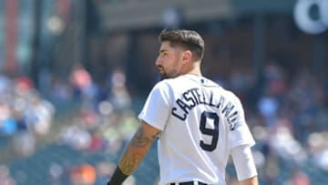 DETROIT, MI - JUNE 28: Nicholas Castellanos #9 of the Detroit Tigers looks on during the game against the Oakland Athletics at Comerica Park on June 28, 2018 in Detroit, Michigan. The A's defeated the Tigers 4-2. (Photo by Mark Cunningham/MLB Photos via Getty Images)