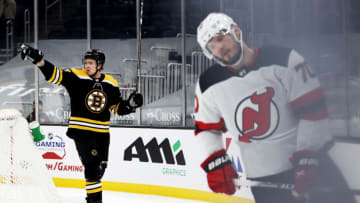 BOSTON, MASSACHUSETTS - MARCH 30: Charlie McAvoy #73 of the Boston Bruins celebrates after scoring against the New Jersey Devils during the third period at TD Garden on March 30, 2021 in Boston, Massachusetts. (Photo by Maddie Meyer/Getty Images)