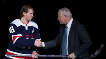 Nicklas Backstrom, Brian MacLellan, Washington Capitals (Photo by Scott Taetsch/Getty Images)