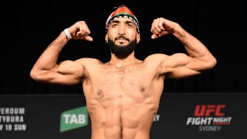SYDNEY, AUSTRALIA - NOVEMBER 18: Belal Muhammad poses on the scale during the UFC Fight Night weigh-in on November 18, 2017 in Sydney, Australia. (Photo by Josh Hedges/Zuffa LLC/Zuffa LLC via Getty Images)