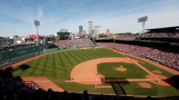 Jun 1, 2014; Boston, MA, USA; A general view of Fenway Park during the eighth inning of the game between the Boston Red Sox and the Tampa Bays Rays. The Boston Red Sox won 4-0. Mandatory Credit: Greg M. Cooper-USA TODAY Sports