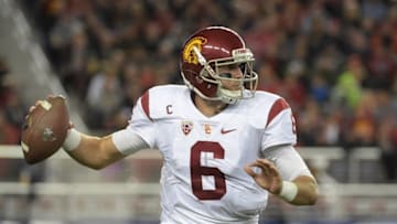 Dec 5, 2015; Santa Clara, CA, USA; Southern California Trojans quarterback Cody Kessler (6) throws a pass against the Stanford Cardinal during the Pac-12 Conference football championship game at Levi