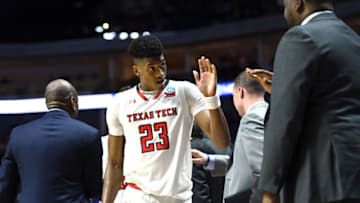 TULSA, OKLAHOMA - MARCH 24: Jarrett Culver #23 of the Texas Tech Red Raiders acknowledges his bench after coming out of the game during the second half of the second round game of the 2019 NCAA Men's Basketball Tournament against the Buffalo Bulls at BOK Center on March 24, 2019 in Tulsa, Oklahoma. (Photo by Stacy Revere/Getty Images)