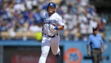 LOS ANGELES, CA - SEPTEMBER 02: Max Muncy #13 of the Los Angeles Dodgers rounds second base after his solo home run against theArizona Diamondbacks in the fifth inning at Dodger Stadium on September 2, 2018 in Los Angeles, California. (Photo by John McCoy/Getty Images)