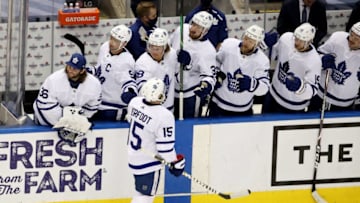 Alexander Kerfoot of the Toronto Maple Leafs. (Photo by Andre Ringuette/Freestyle Photo/Getty Images)