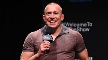 MONTREAL, QC - APRIL 24: Former UFC welterweight champion Georges St-Pierre interacts with fans during a Q