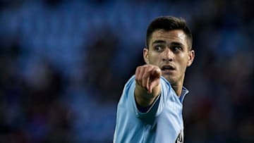 VIGO, SPAIN - JANUARY 19: Maxi Gomez of Celta de Vigo reacts during the La Liga match between RC Celta de Vigo and Valencia CF at Abanca Balaidos Stadium on January 19, 2019 in Vigo, Spain. (Photo by Quality Sport Images/Getty Images)