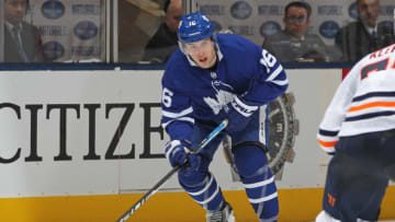 TORONTO, ON - FEBRUARY 27: Mitchell Marner #16 of the Toronto Maple Leafs breaks in for a shot against the Edmonton Oilers during an NHL game at Scotiabank Arena on February 27, 2019 in Toronto, Ontario, Canada. (Photo by Claus Andersen/Getty Images)