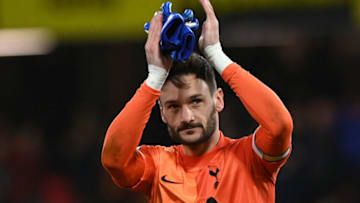 Tottenham Hotspur's French goalkeeper Hugo Lloris reacts at the final whistle during the English Premier League football match between Watford and Tottenham Hotspur at Vicarage Road Stadium in Watford, southeast England, on January 1, 2022. - RESTRICTED TO EDITORIAL USE. No use with unauthorized audio, video, data, fixture lists, club/league logos or 'live' services. Online in-match use limited to 120 images. An additional 40 images may be used in extra time. No video emulation. Social media in-match use limited to 120 images. An additional 40 images may be used in extra time. No use in betting publications, games or single club/league/player publications. (Photo by Glyn KIRK / AFP) / RESTRICTED TO EDITORIAL USE. No use with unauthorized audio, video, data, fixture lists, club/league logos or 'live' services. Online in-match use limited to 120 images. An additional 40 images may be used in extra time. No video emulation. Social media in-match use limited to 120 images. An additional 40 images may be used in extra time. No use in betting publications, games or single club/league/player publications. / RESTRICTED TO EDITORIAL USE. No use with unauthorized audio, video, data, fixture lists, club/league logos or 'live' services. Online in-match use limited to 120 images. An additional 40 images may be used in extra time. No video emulation. Social media in-match use limited to 120 images. An additional 40 images may be used in extra time. No use in betting publications, games or single club/league/player publications. (Photo by GLYN KIRK/AFP via Getty Images)